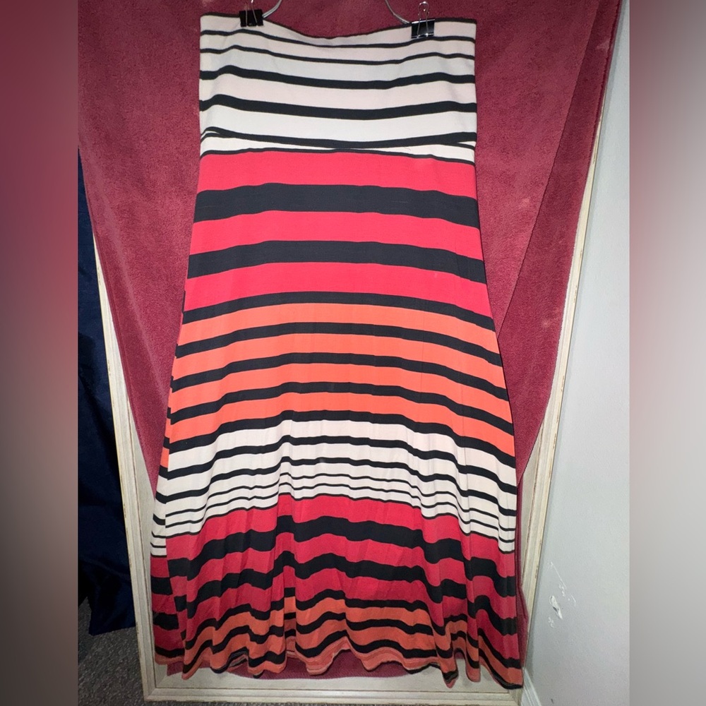 Mossimo Supply Co. Black and Red Striped A-Line Skirt